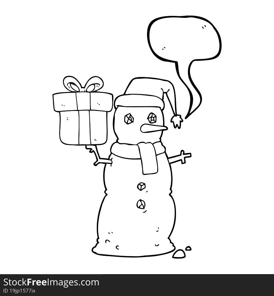 speech bubble cartoon snowman