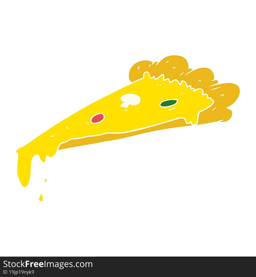 flat color style cartoon slice of pizza