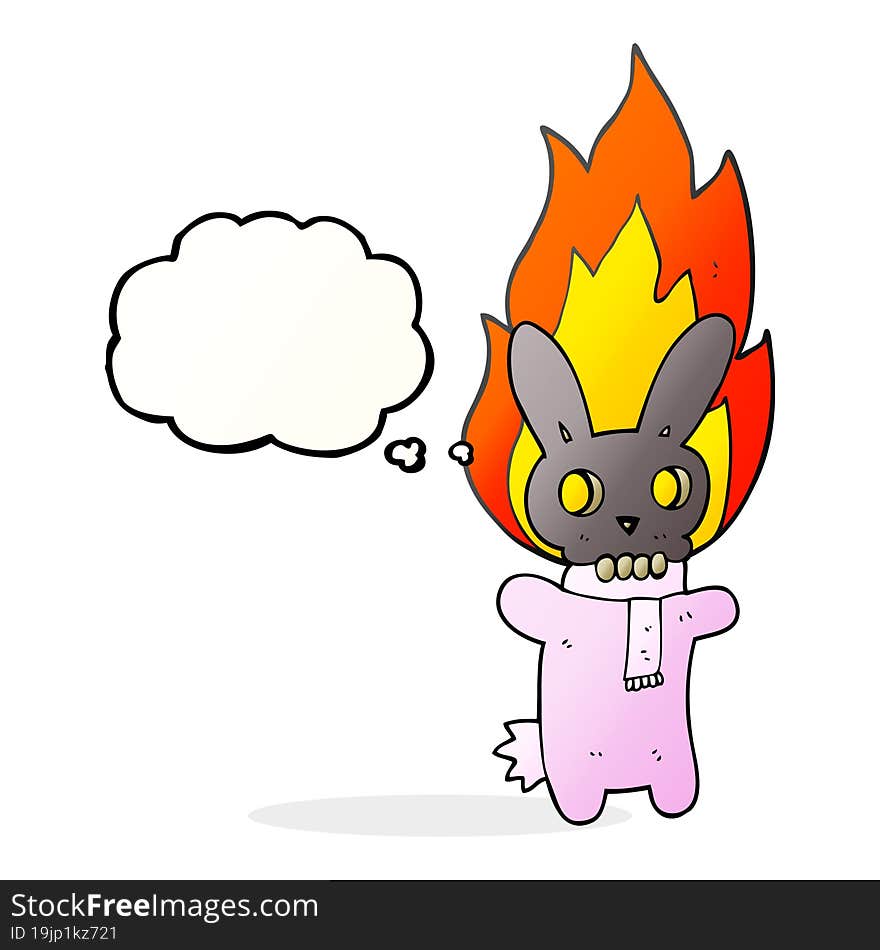 thought bubble cartoon flaming skull rabbit