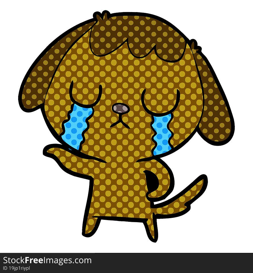 cute cartoon dog crying. cute cartoon dog crying