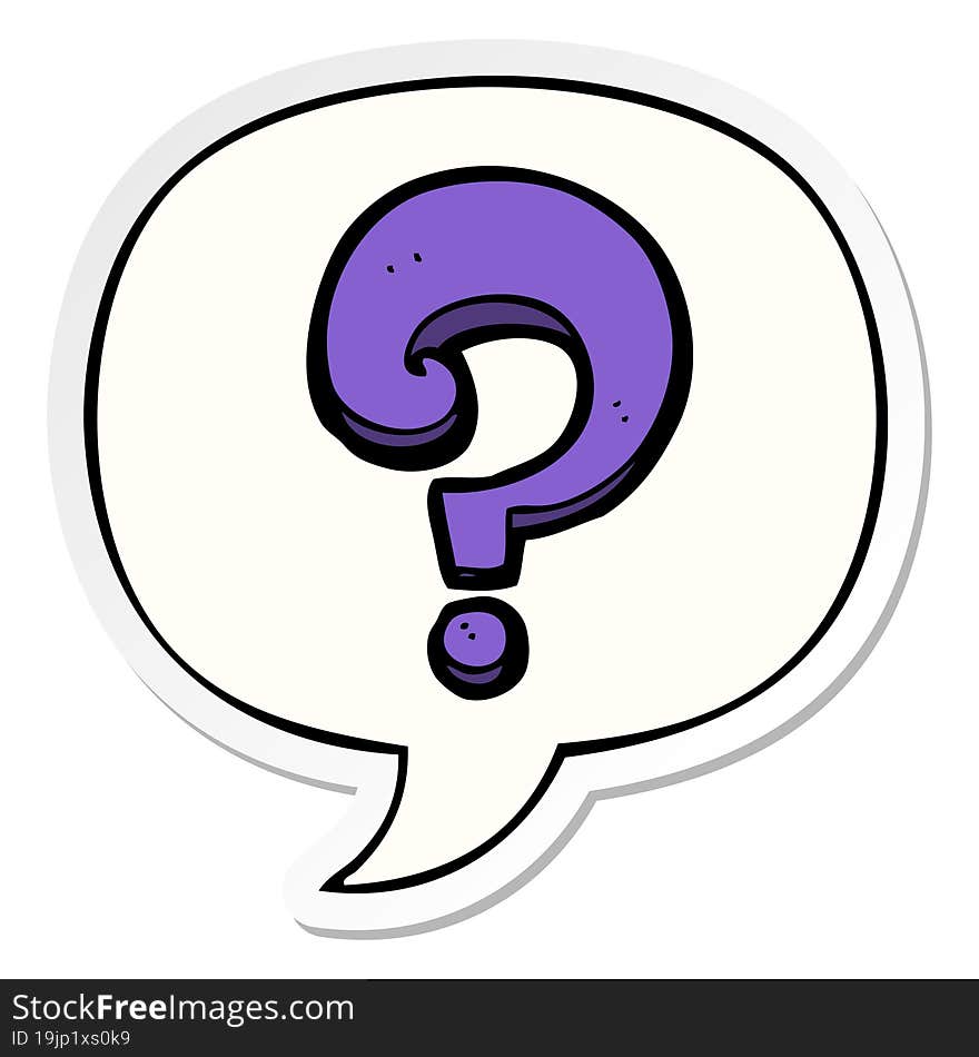 cartoon question mark and speech bubble sticker