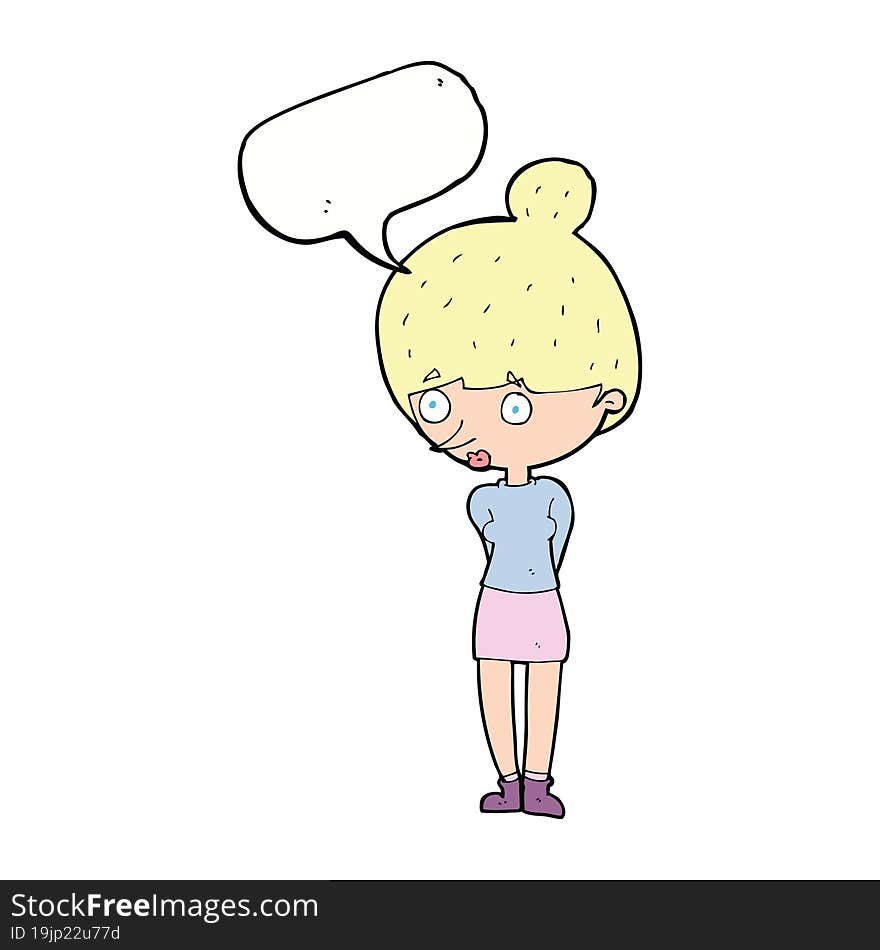 Cartoon Woman Staring With Speech Bubble