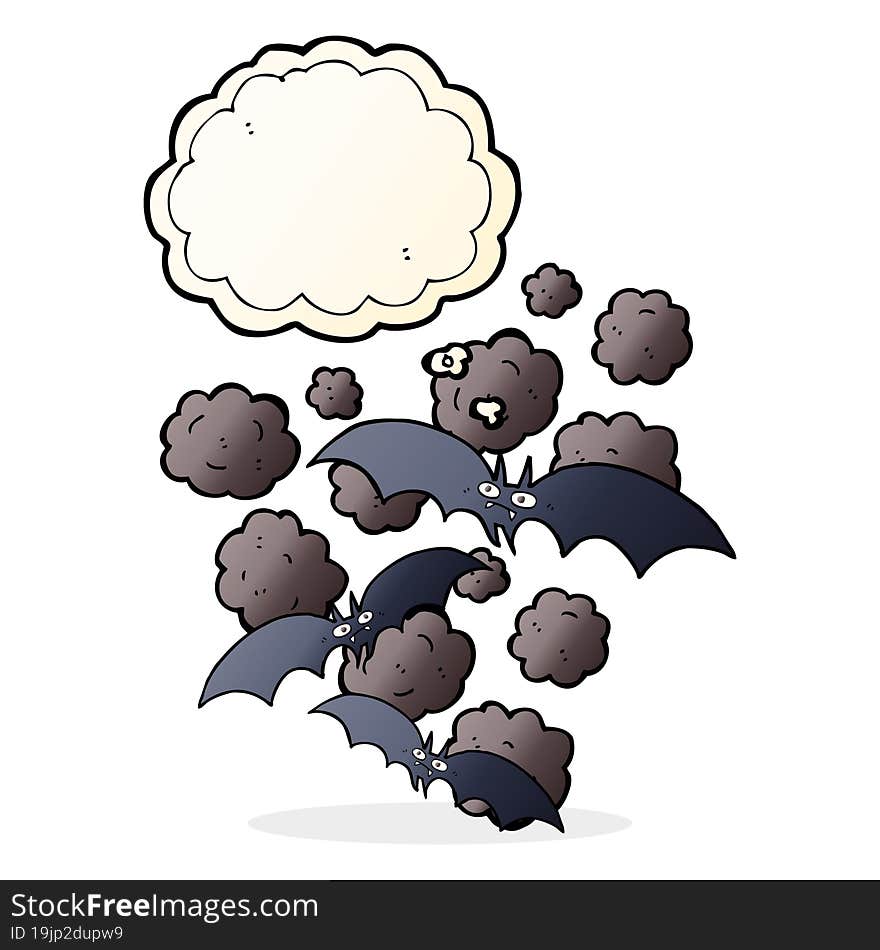 cartoon vampire bats with thought bubble