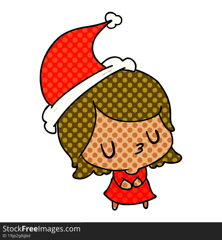 hand drawn christmas cartoon of kawaii girl