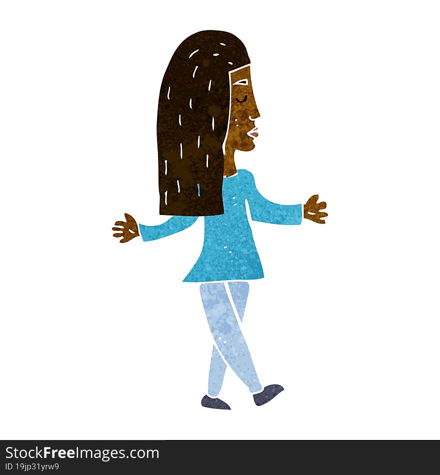 cartoon woman shrugging shoulders