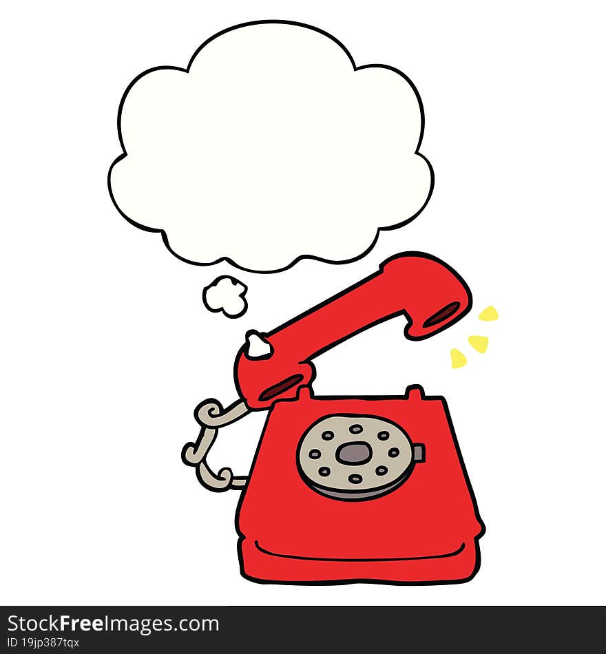 cartoon ringing telephone and thought bubble