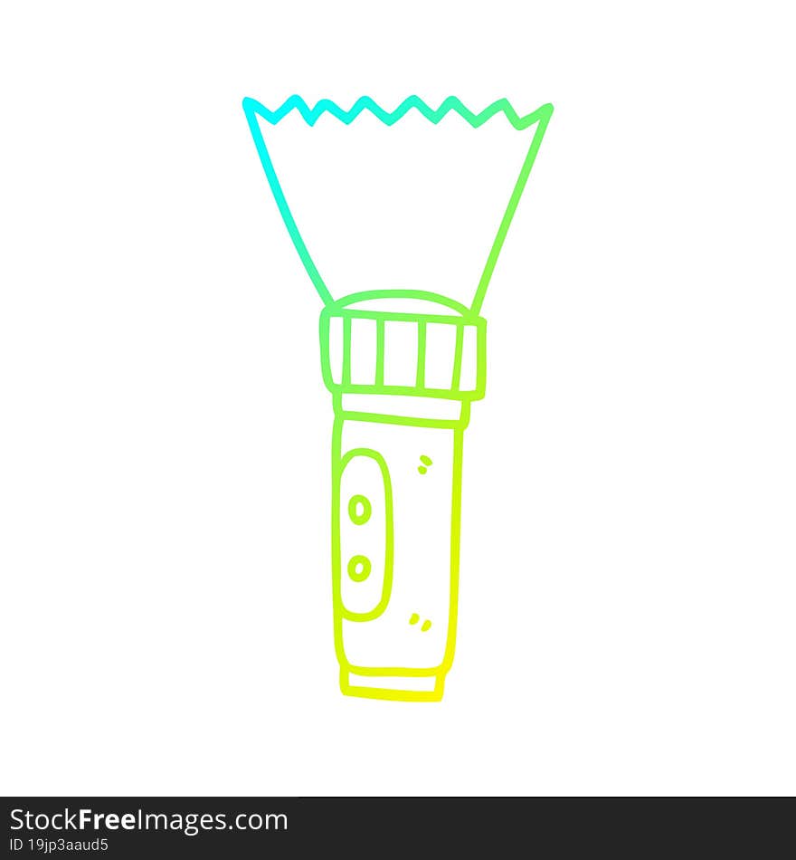 cold gradient line drawing of a cartoon torch