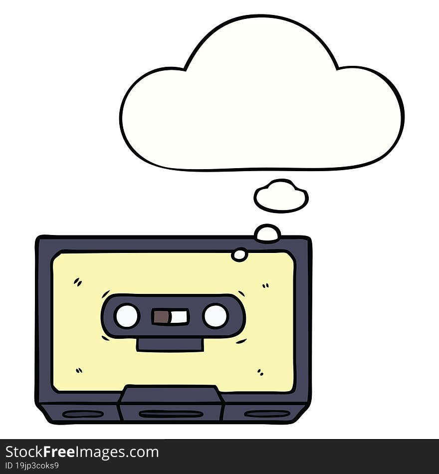 Cartoon Old Cassette Tape And Thought Bubble