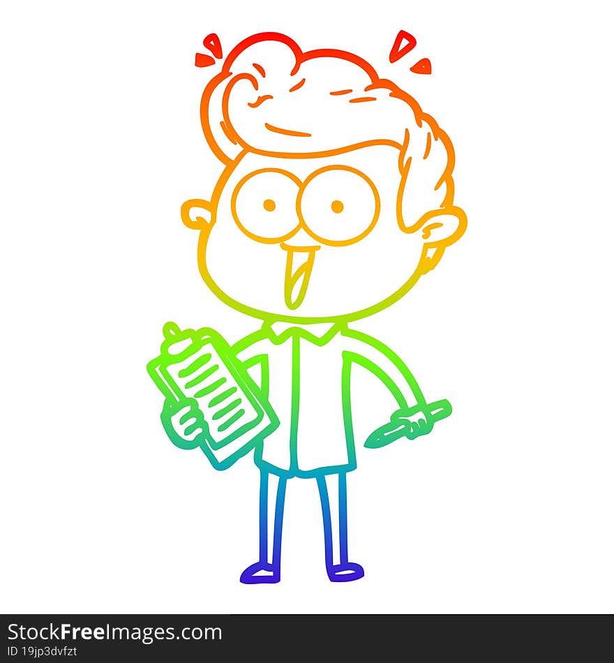 Rainbow Gradient Line Drawing Cartoon Staring Man