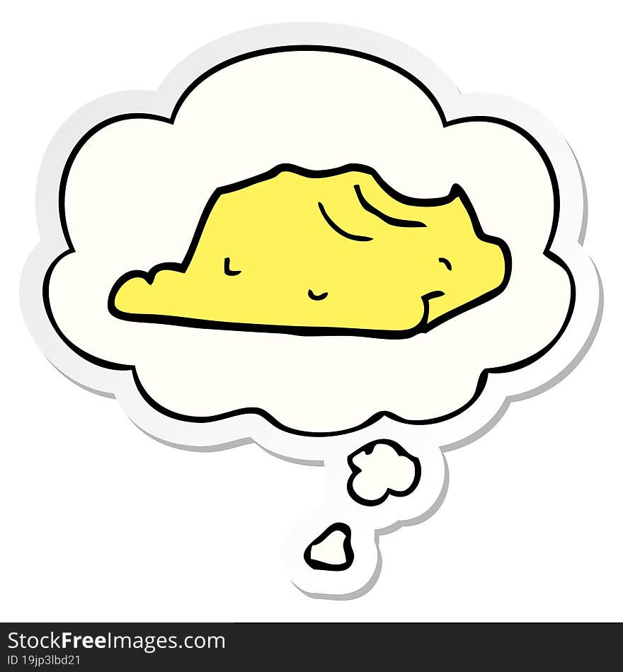 cartoon butter with thought bubble as a printed sticker