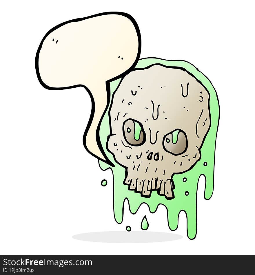 Cartoon Slimy Skull With Speech Bubble