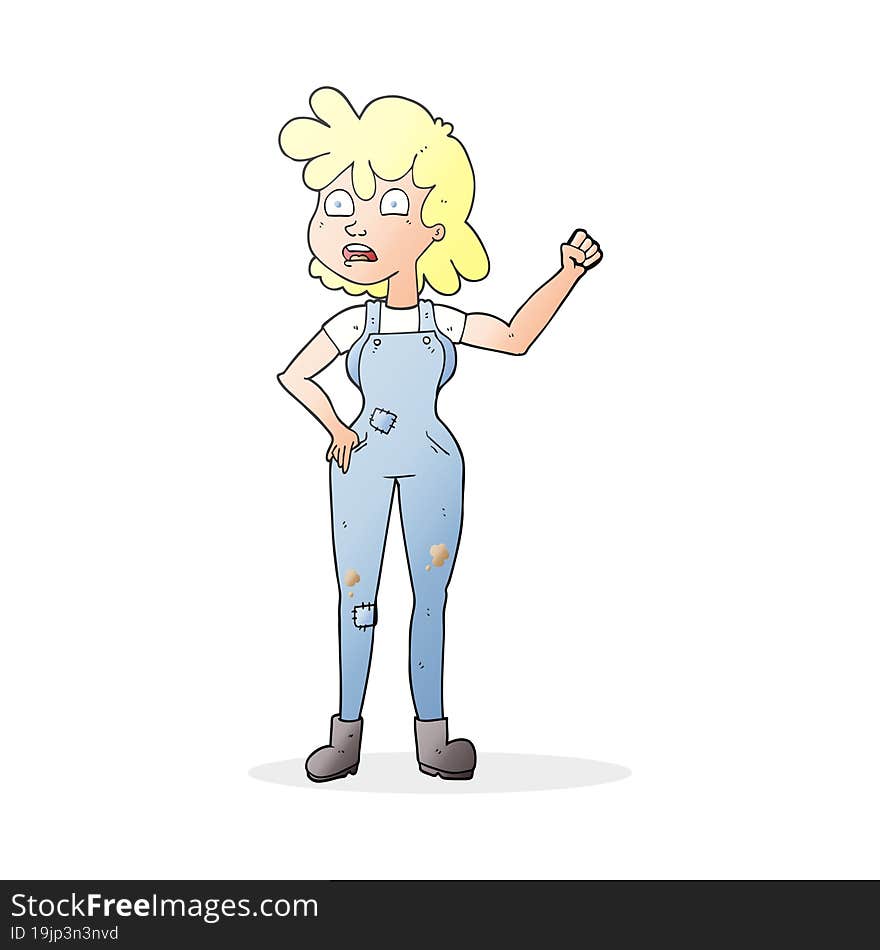 Cartoon Woman Shaking Fist