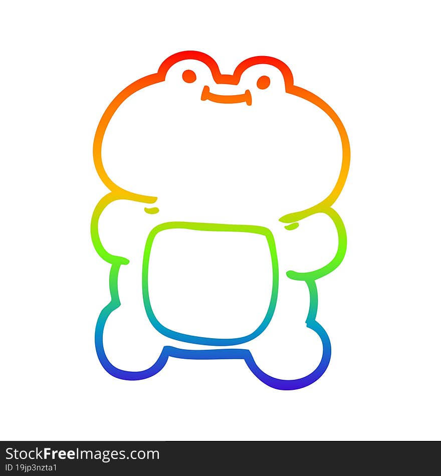 rainbow gradient line drawing of a cartoon frog