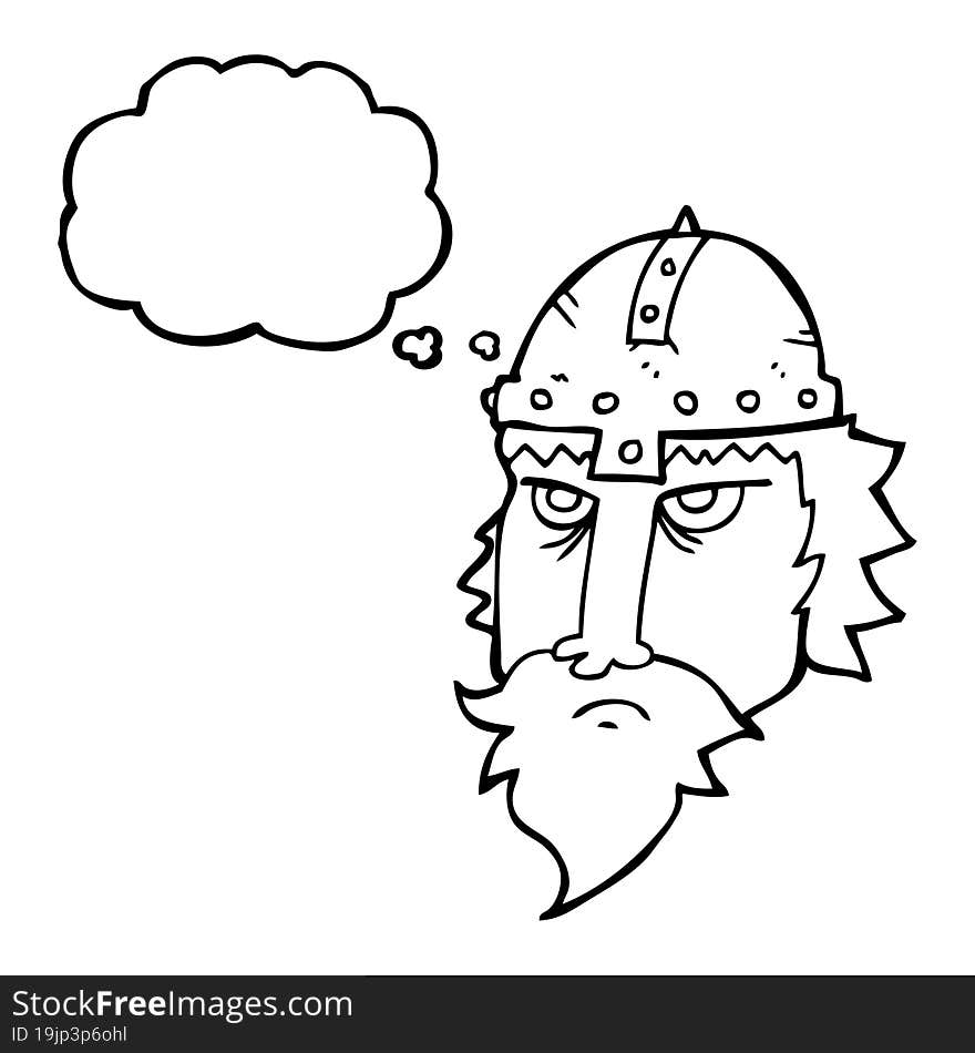 freehand drawn thought bubble cartoon viking warrior