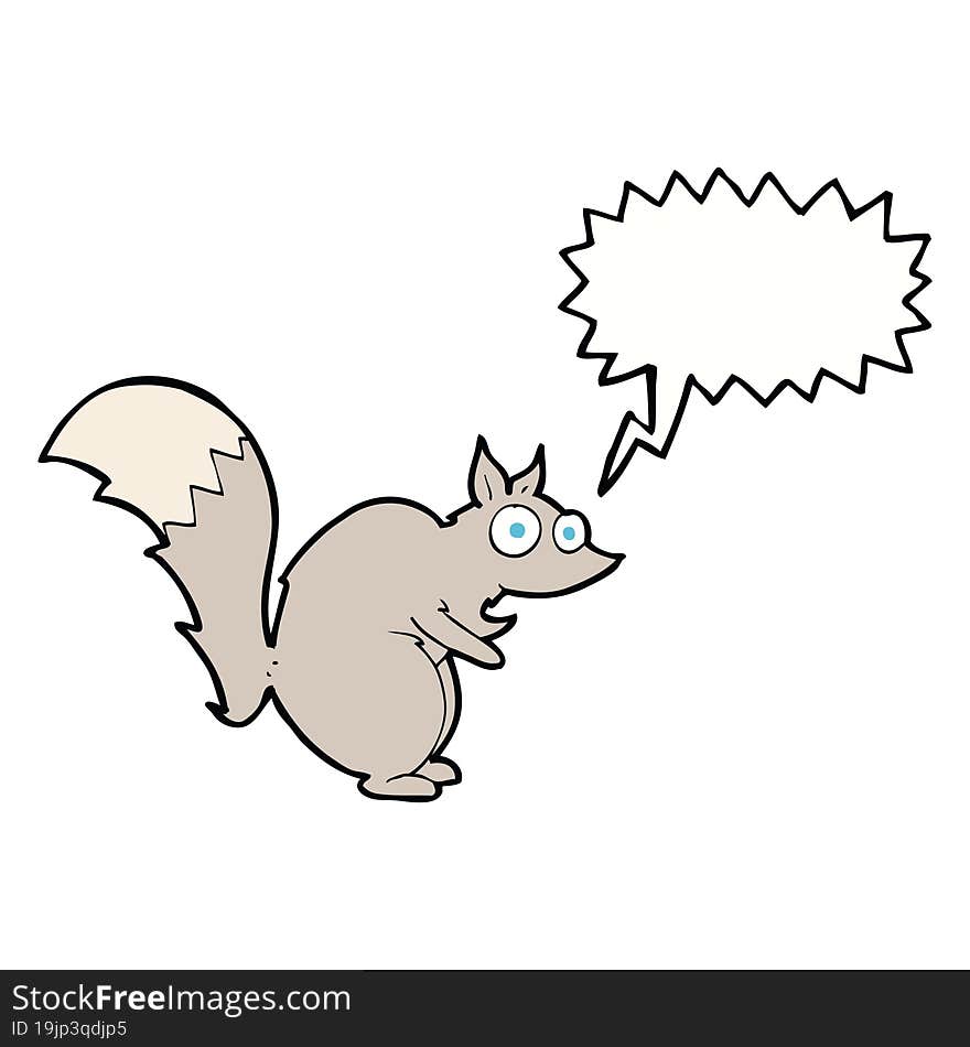 funny startled squirrel cartoon with speech bubble