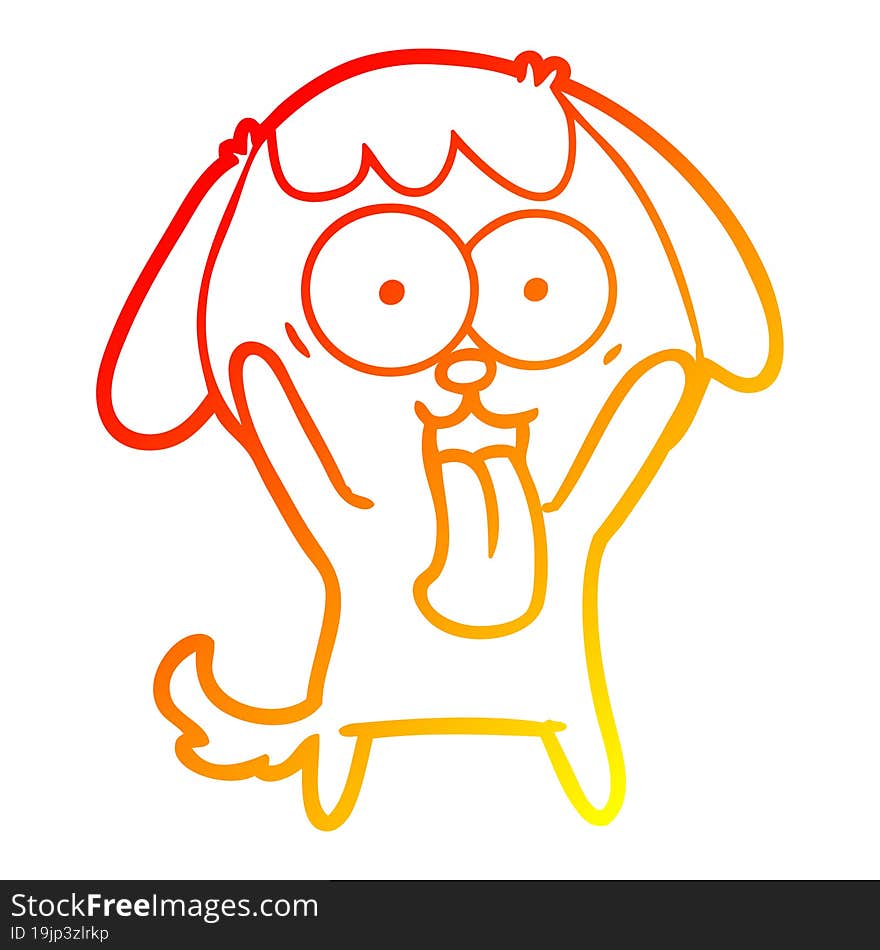 Warm Gradient Line Drawing Cute Cartoon Dog