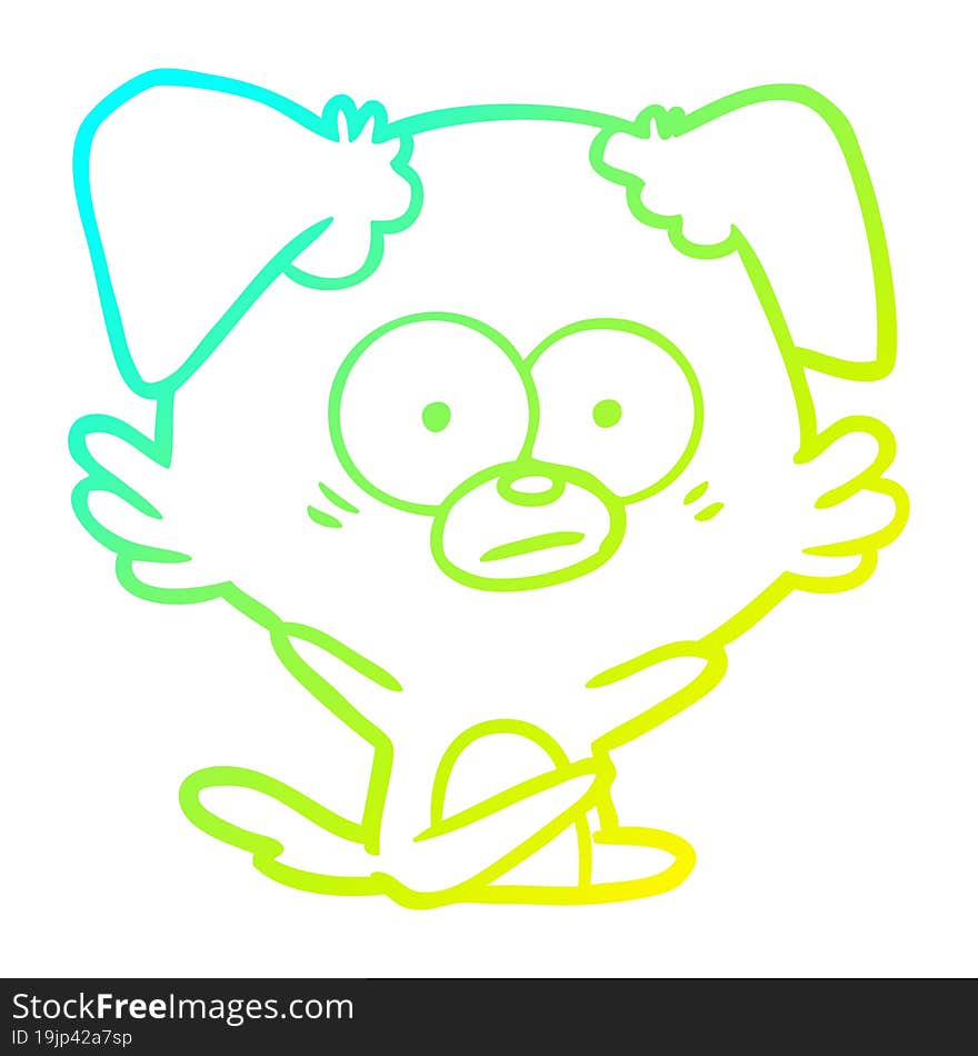 cold gradient line drawing nervous dog cartoon