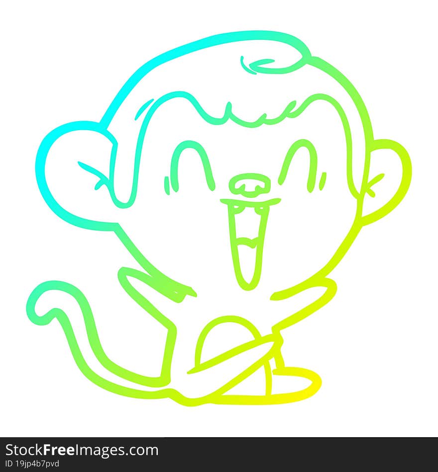 cold gradient line drawing cartoon laughing monkey