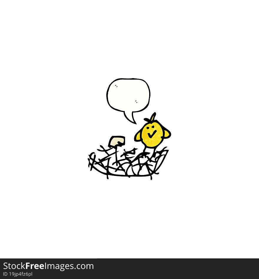 chid\'s drawing of a bird in nest