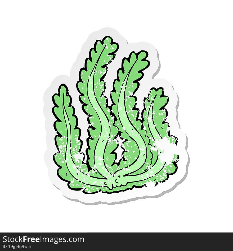 retro distressed sticker of a cartoon seaweed