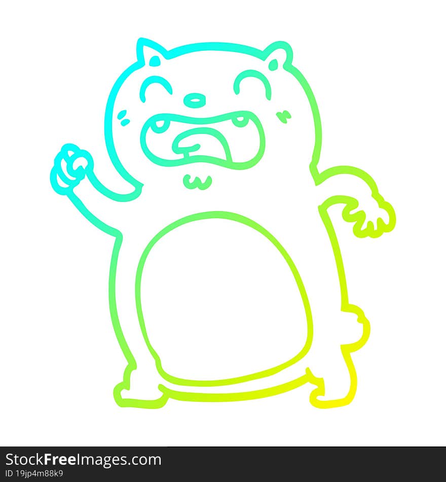 cold gradient line drawing of a cartoon cat