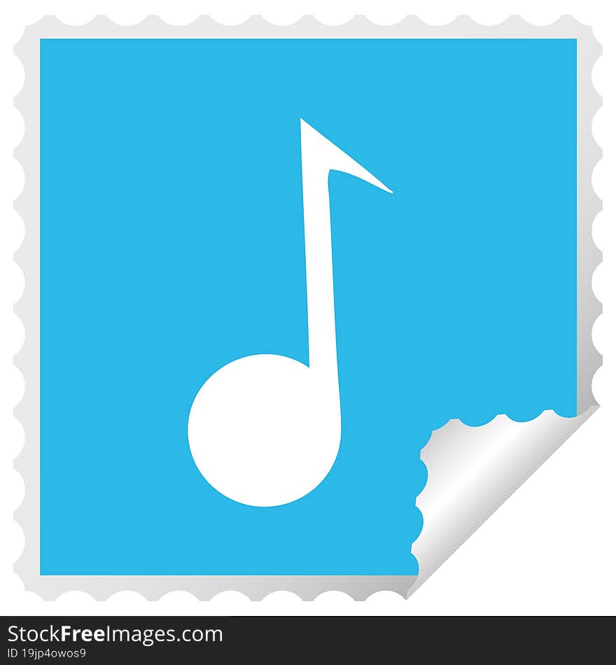 square peeling sticker cartoon musical note