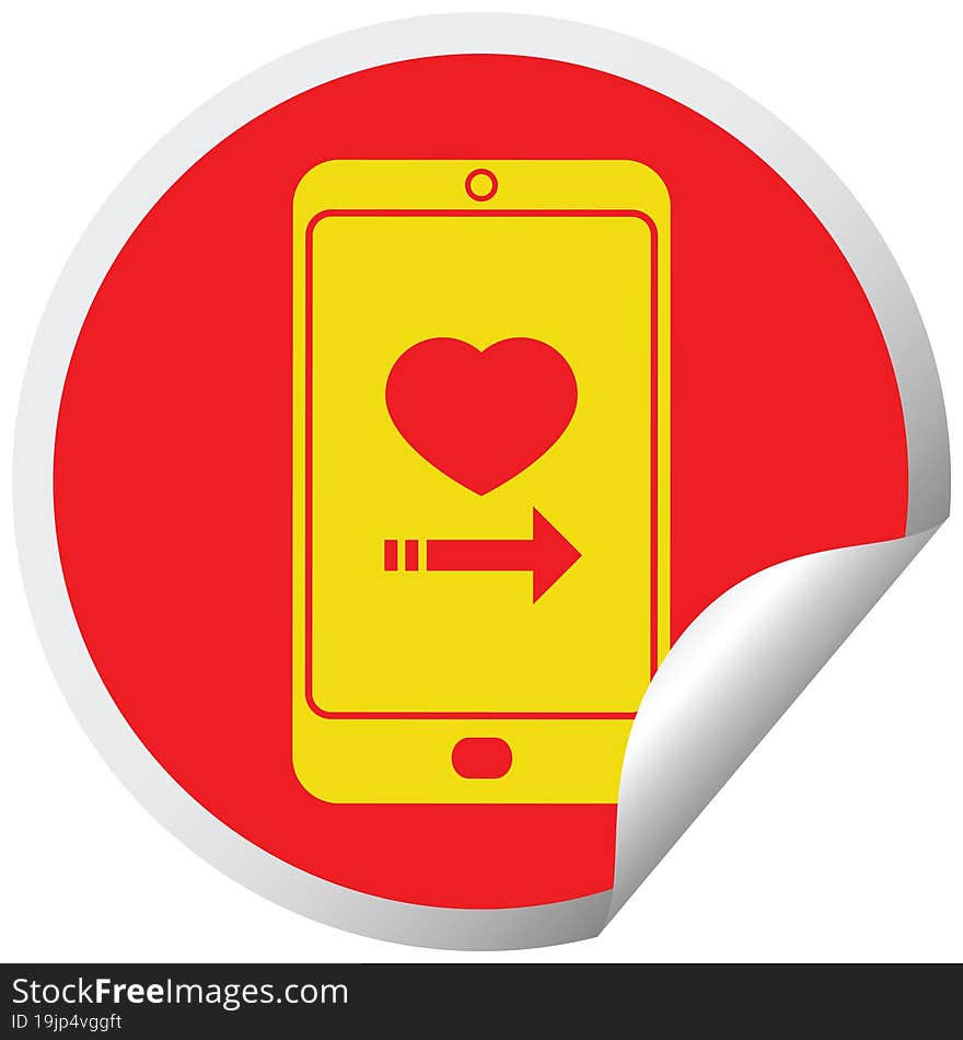 dating app on cell phone circular peeling sticker