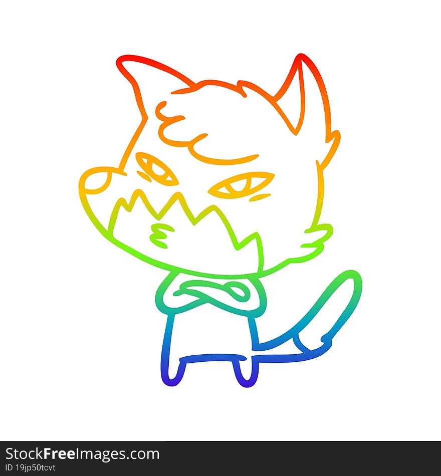 rainbow gradient line drawing clever cartoon fox