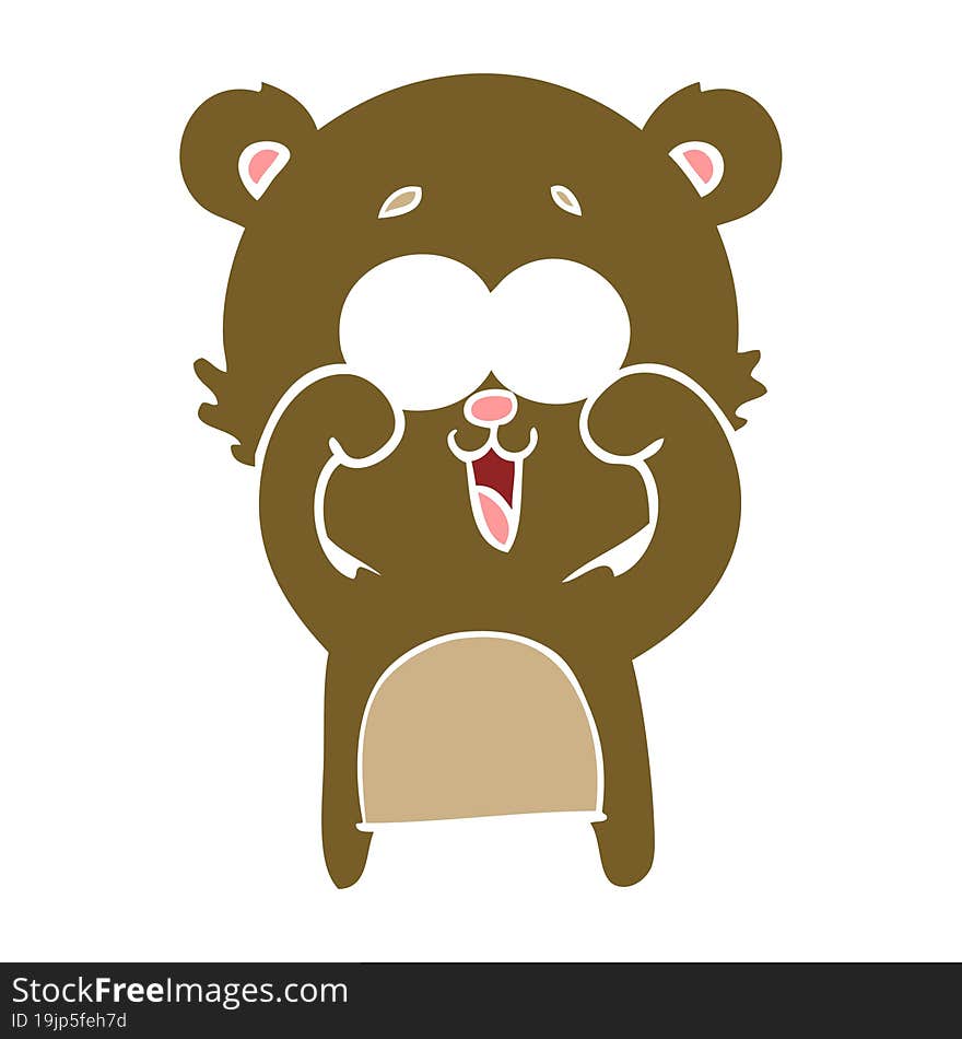 laughing teddy  bear flat color style cartoon