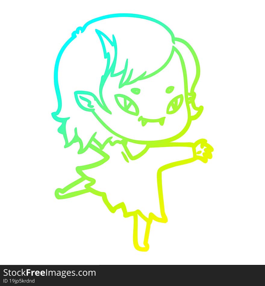 cold gradient line drawing cartoon friendly vampire girl