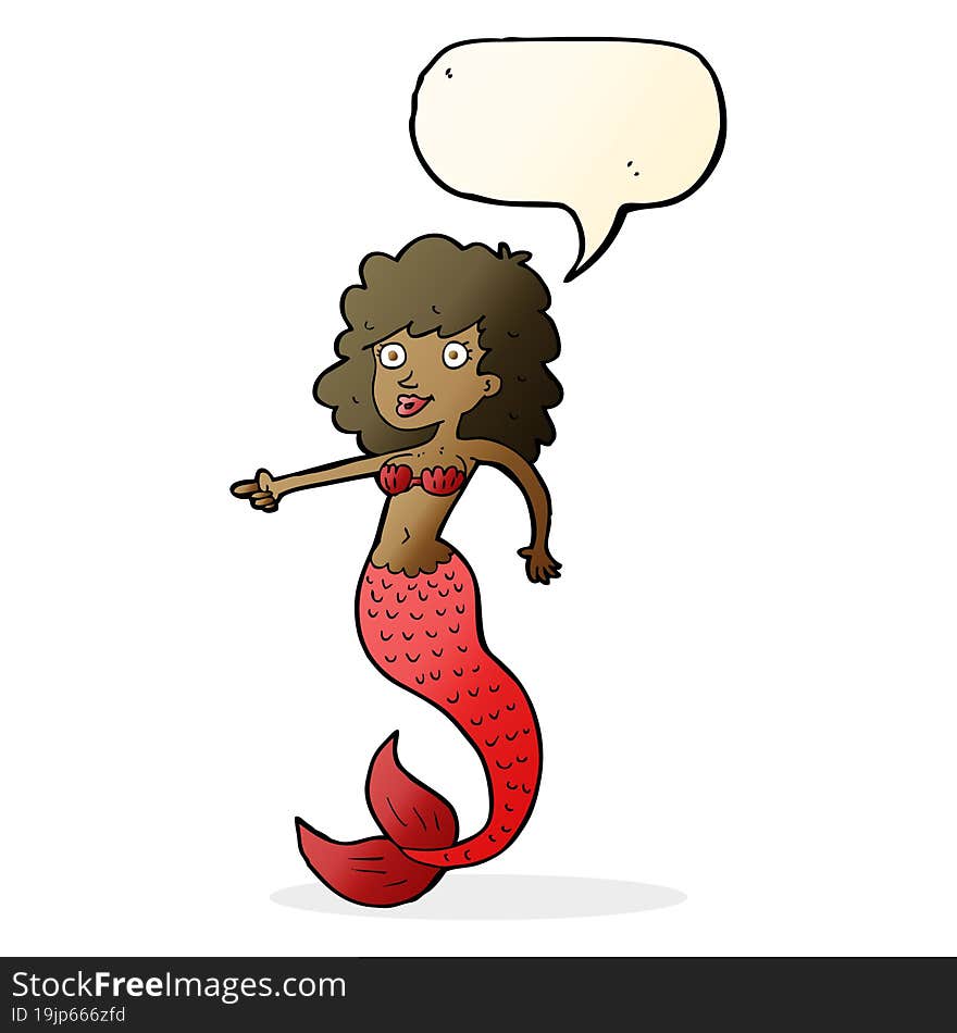 cartoon mermaid with speech bubble