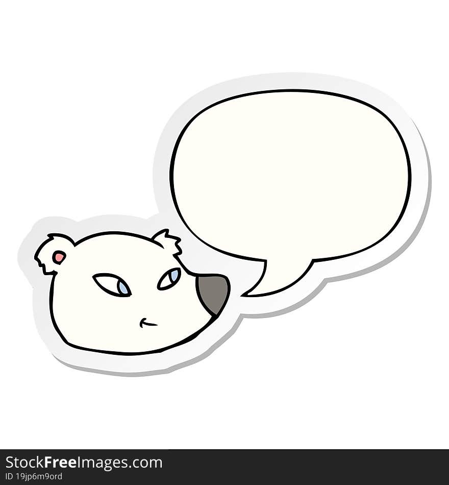 cartoon polar bear face and speech bubble sticker