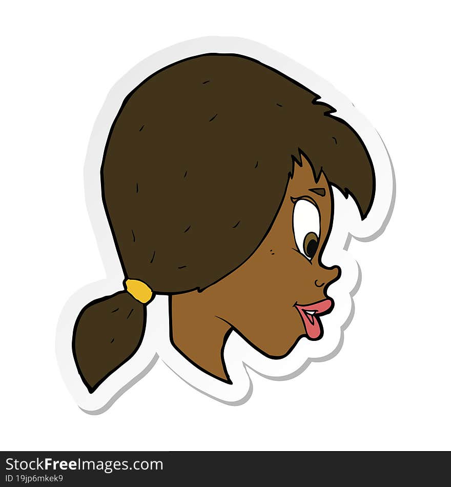 sticker of a cartoon pretty female face