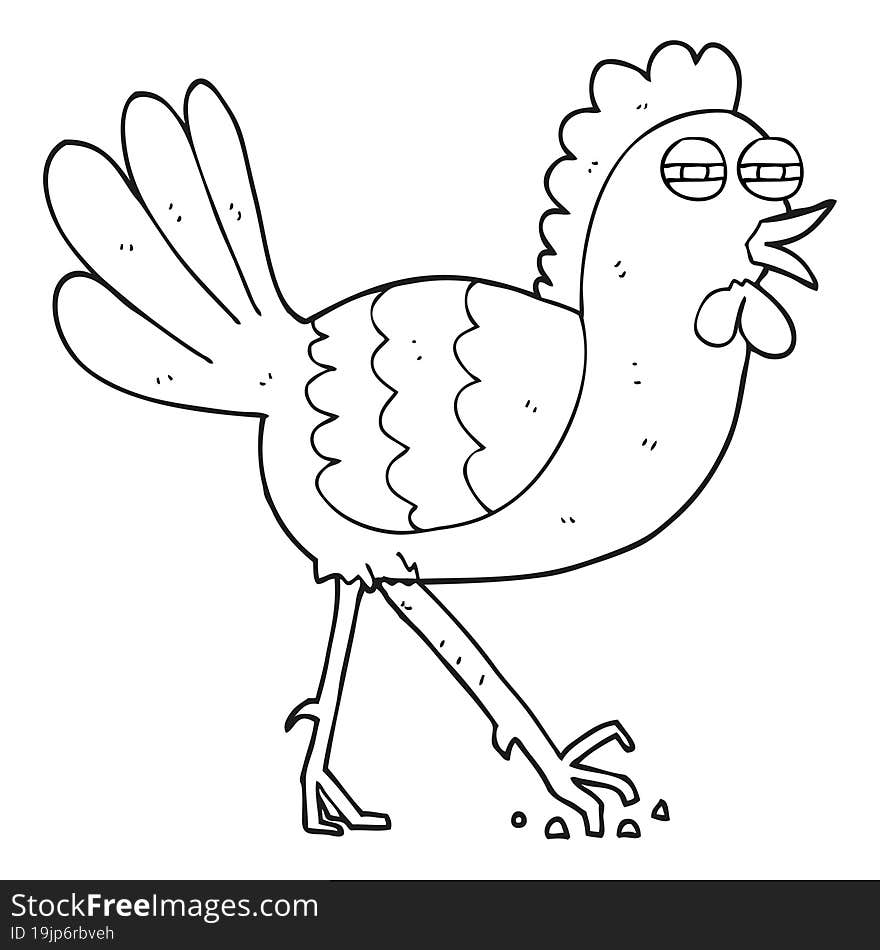 Black And White Cartoon Chicken