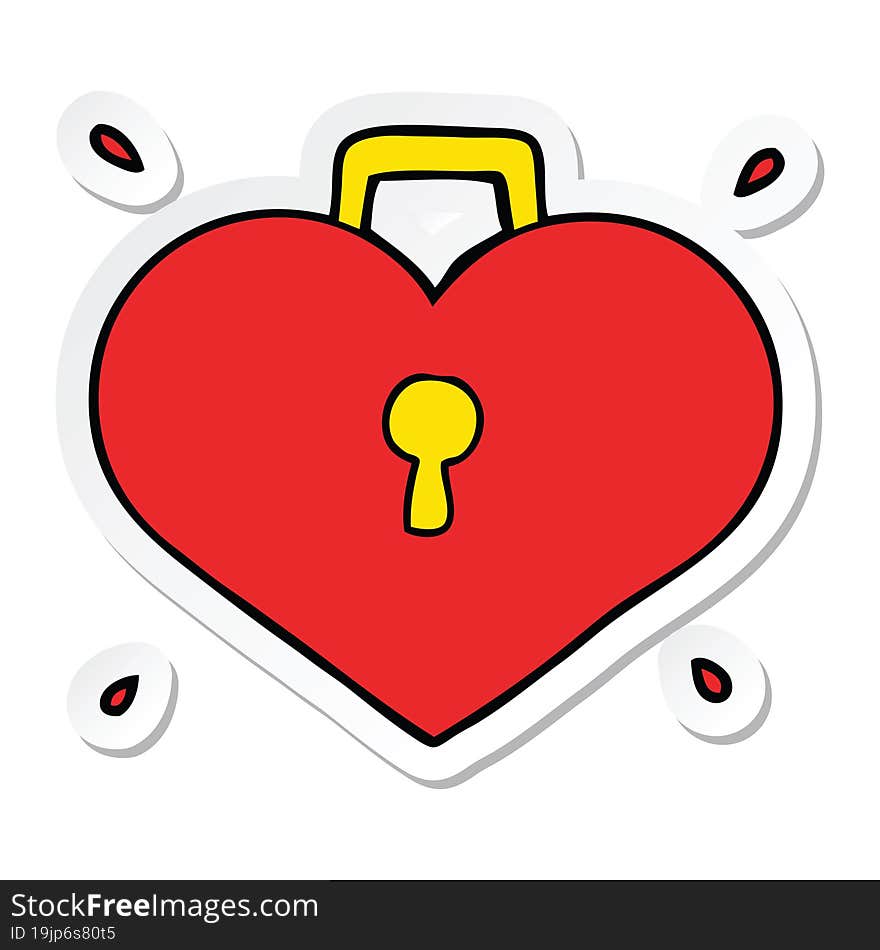 sticker of a cartoon love heart with lock