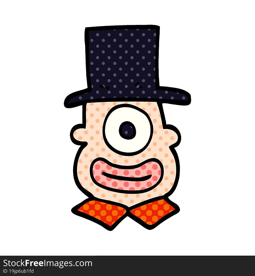 cartoon doodle cyclops in top hat