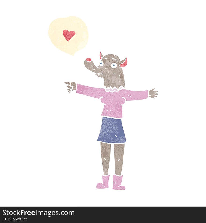 cartoon werewolf woman in love