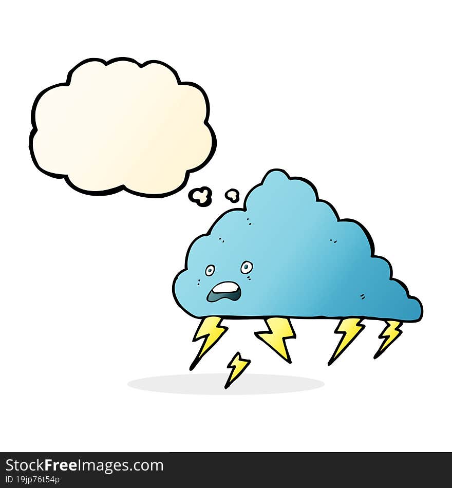 cartoon thundercloud with thought bubble