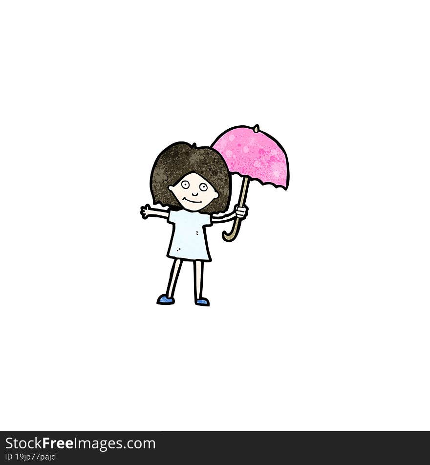 cartoon girl with umbrella