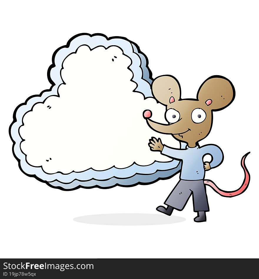 cartoon mouse with cloud text space