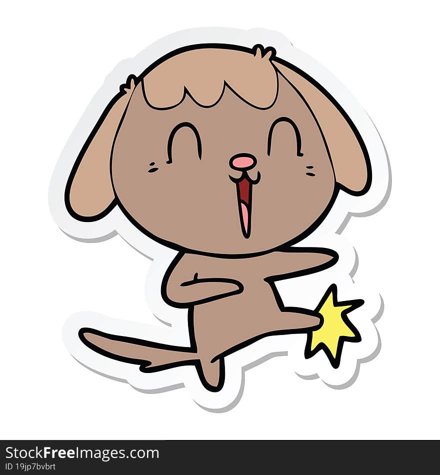 sticker of a cute cartoon dog