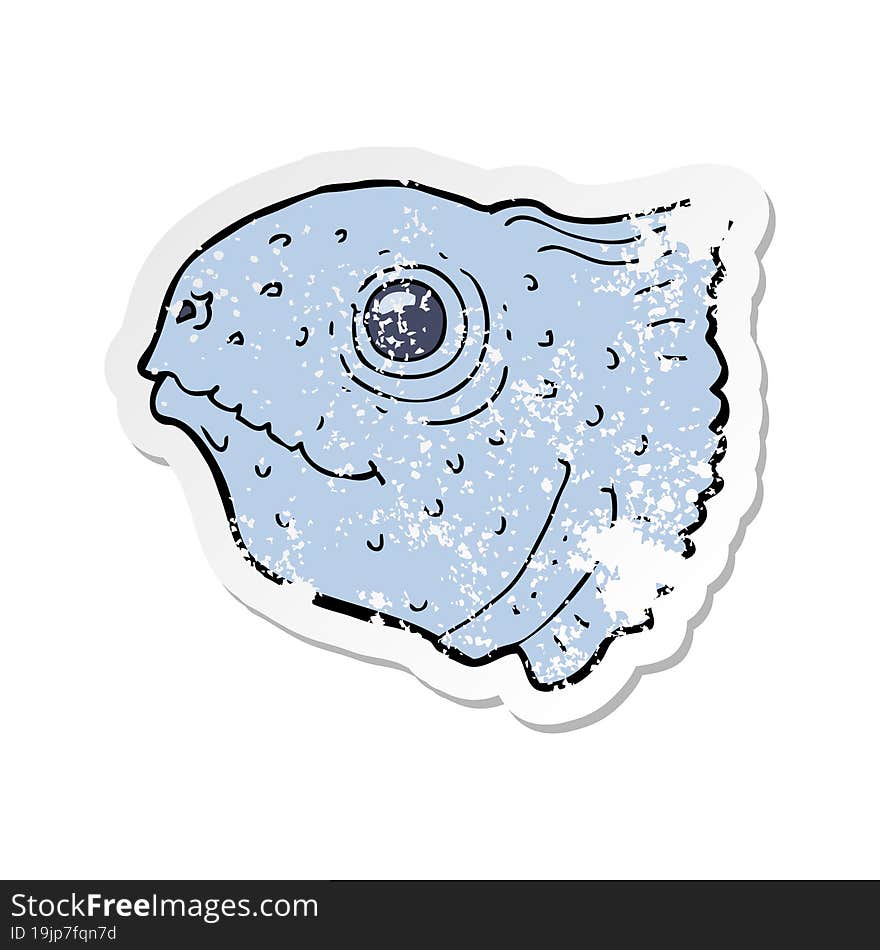 Retro Distressed Sticker Of A Cartoon Fish Head