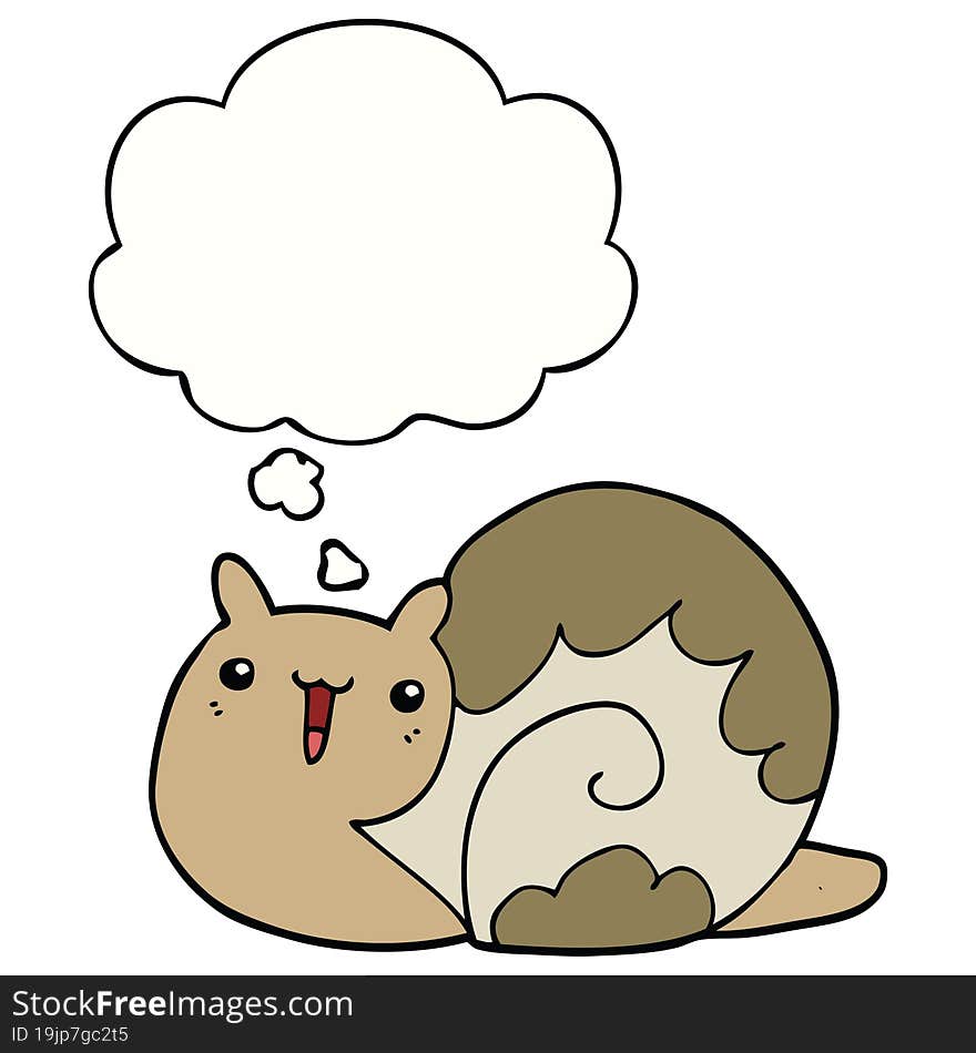 Cute Cartoon Snail And Thought Bubble