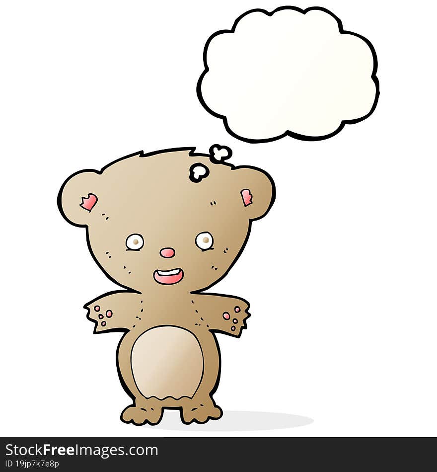 cartoon teddy bear with thought bubble