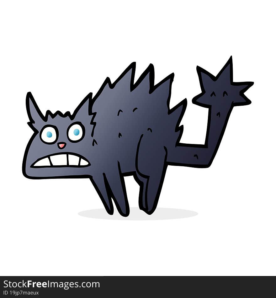 cartoon frightened black cat