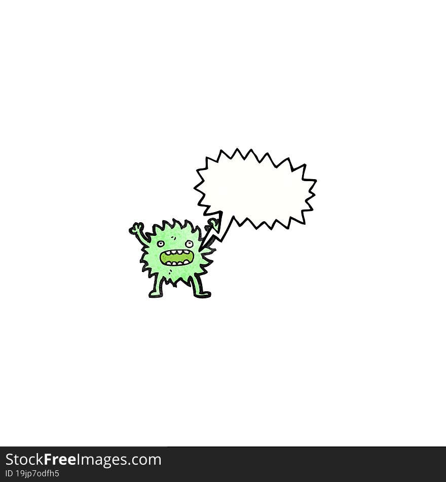 Furry Green Creature With Speech Bubble