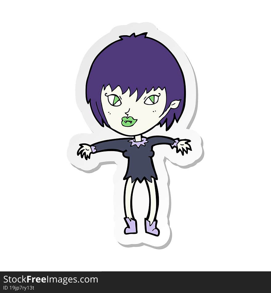 sticker of a cartoon vampire girl