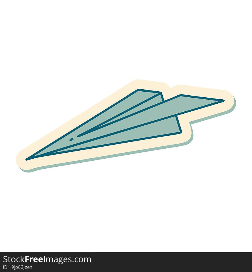 Tattoo Style Sticker Of A Paper Aeroplane