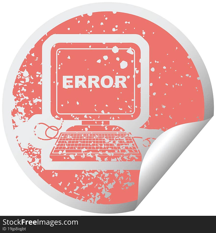 computer error distressed sticker