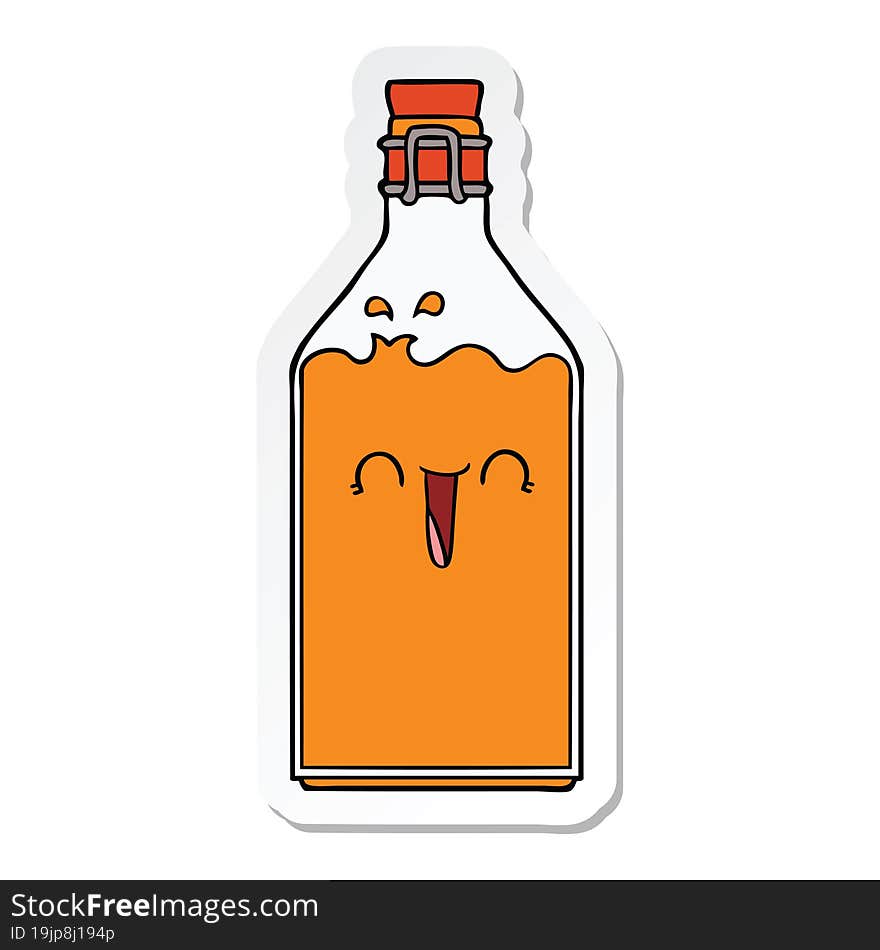 Sticker Of A Cartoon Old Juice Bottle